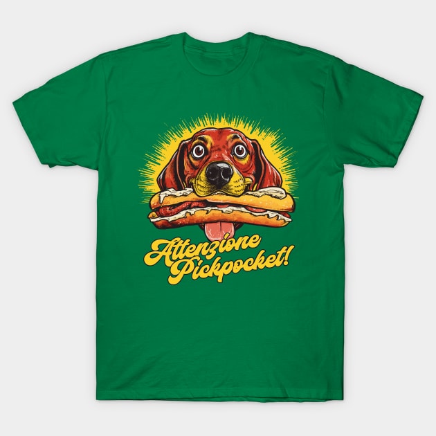 Attenzione Pickpocket! Hotdog Doggo T-Shirt by DankFutura